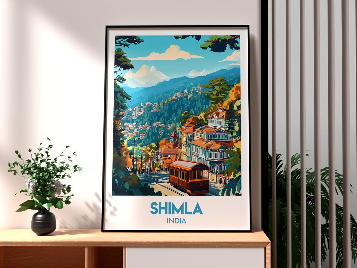 Shimla India Hill Station Toy Train Colonial Buildings Poster