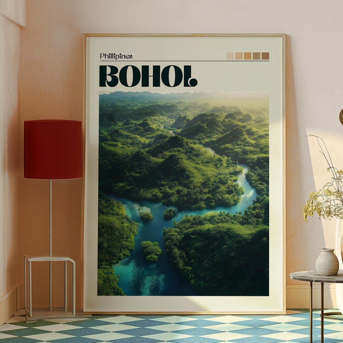 Bohol Philippines Green Hills Winding River View Travel Poster - Image 2