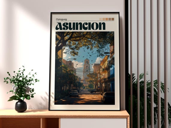 Asuncion Poster Paraguay Art Travel Print Wall Backpacking South America
