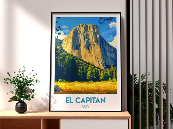 El Capitan USA Yosemite Granite Cliffs National Park Travel Poster