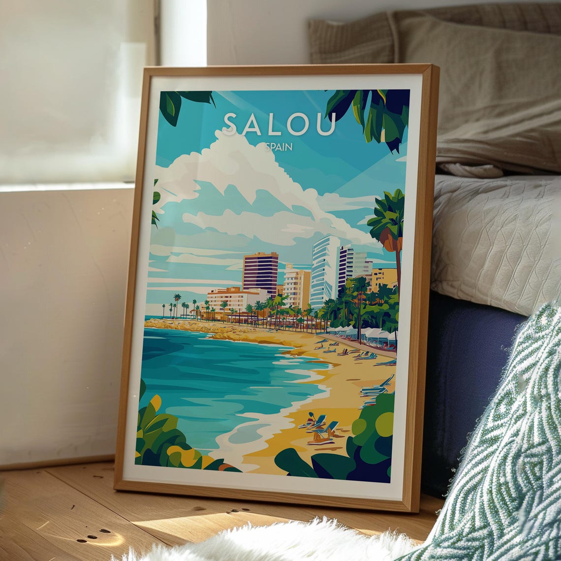 Salou Spain Mediterranean Beach Resort Skyline Sunny Art Poster - Image 3