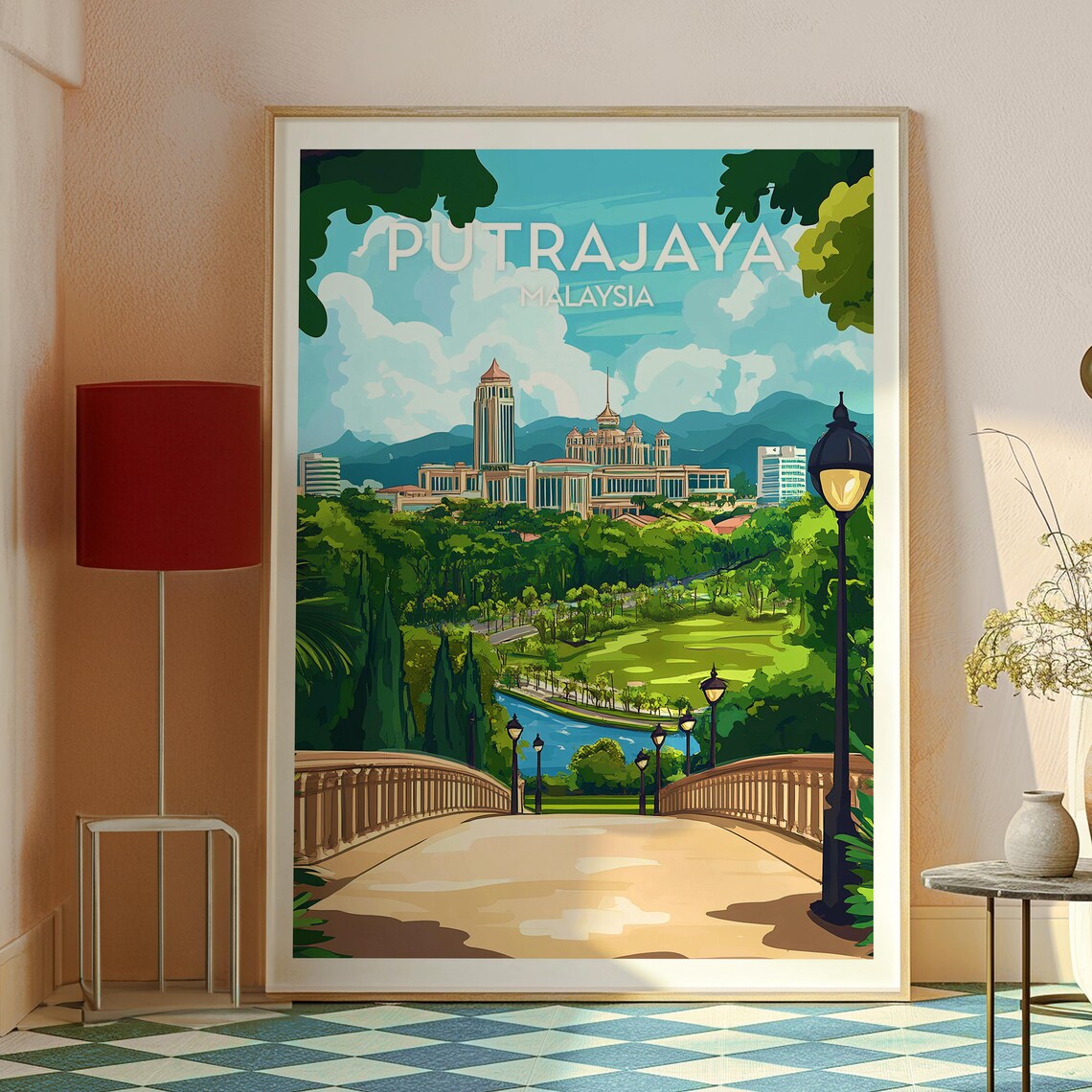 Putrajaya Malaysia Grand Mosque Lake Garden City Travel Poster - Image 2