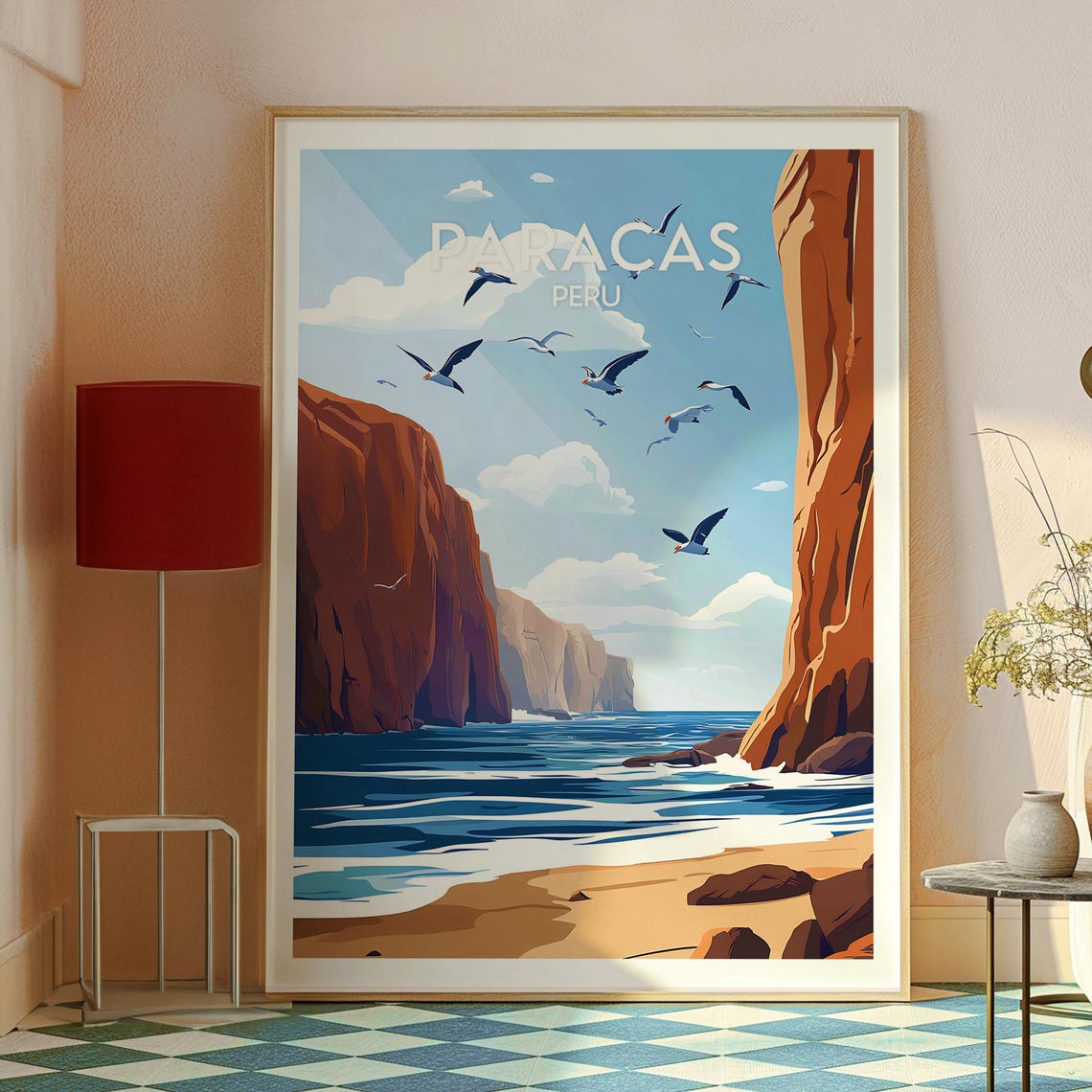 Paracas Peru Desert Cliffs Ocean Wildlife Coast Travel Poster - Image 2