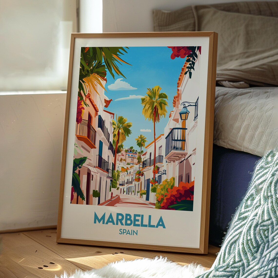 Marbella Spain Costa del Sol Old Town White Street Travel Poster - Image 3