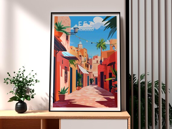 Fez Travel Poster, Morocco City Wall Art