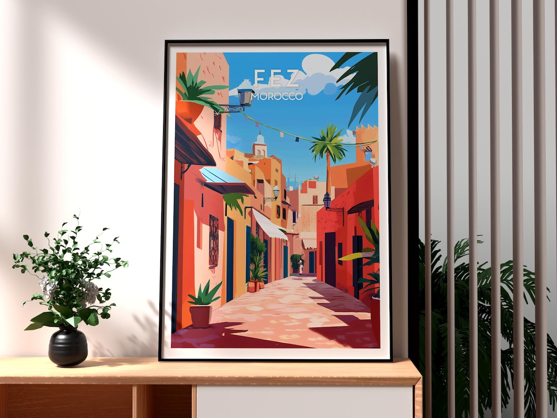 Fez Travel Poster, Morocco City Wall Art
