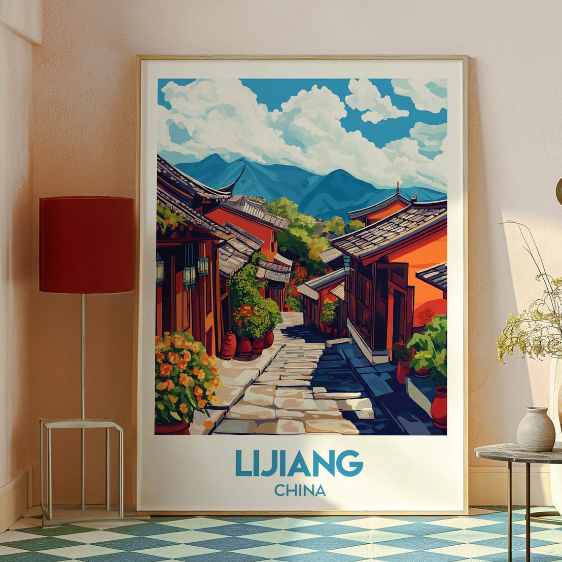 Lijiang China Historic Old Town Cobblestone Street Travel Poster - Image 2