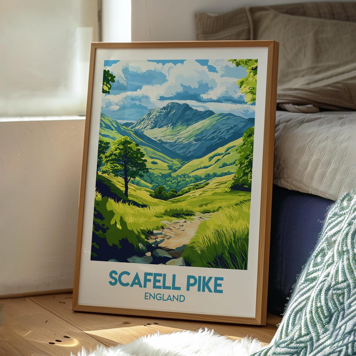 Scafell Pike Print The Lake District Wall Art Uk Hiking Poster Travel Walking - Image 3