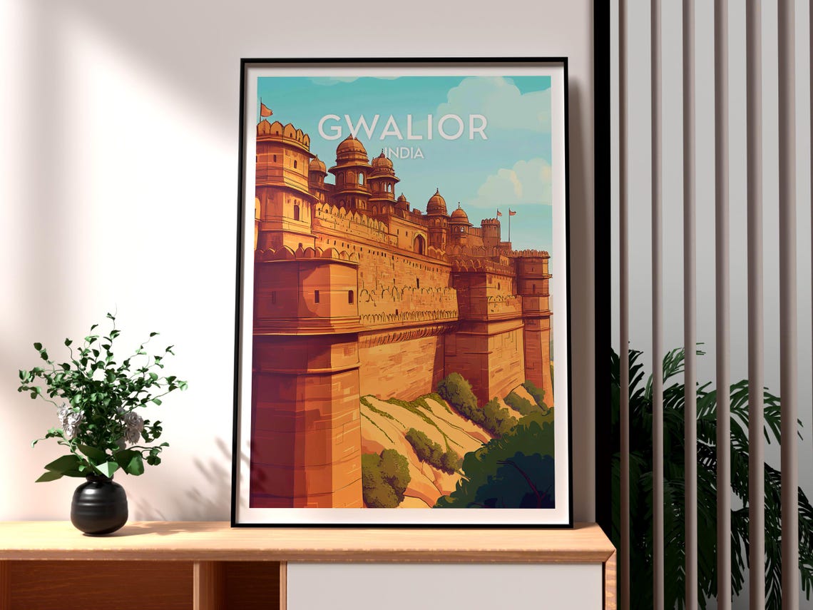 Gwalior India Historic Sandstone Fort Palace Ramparts Heritage Poster