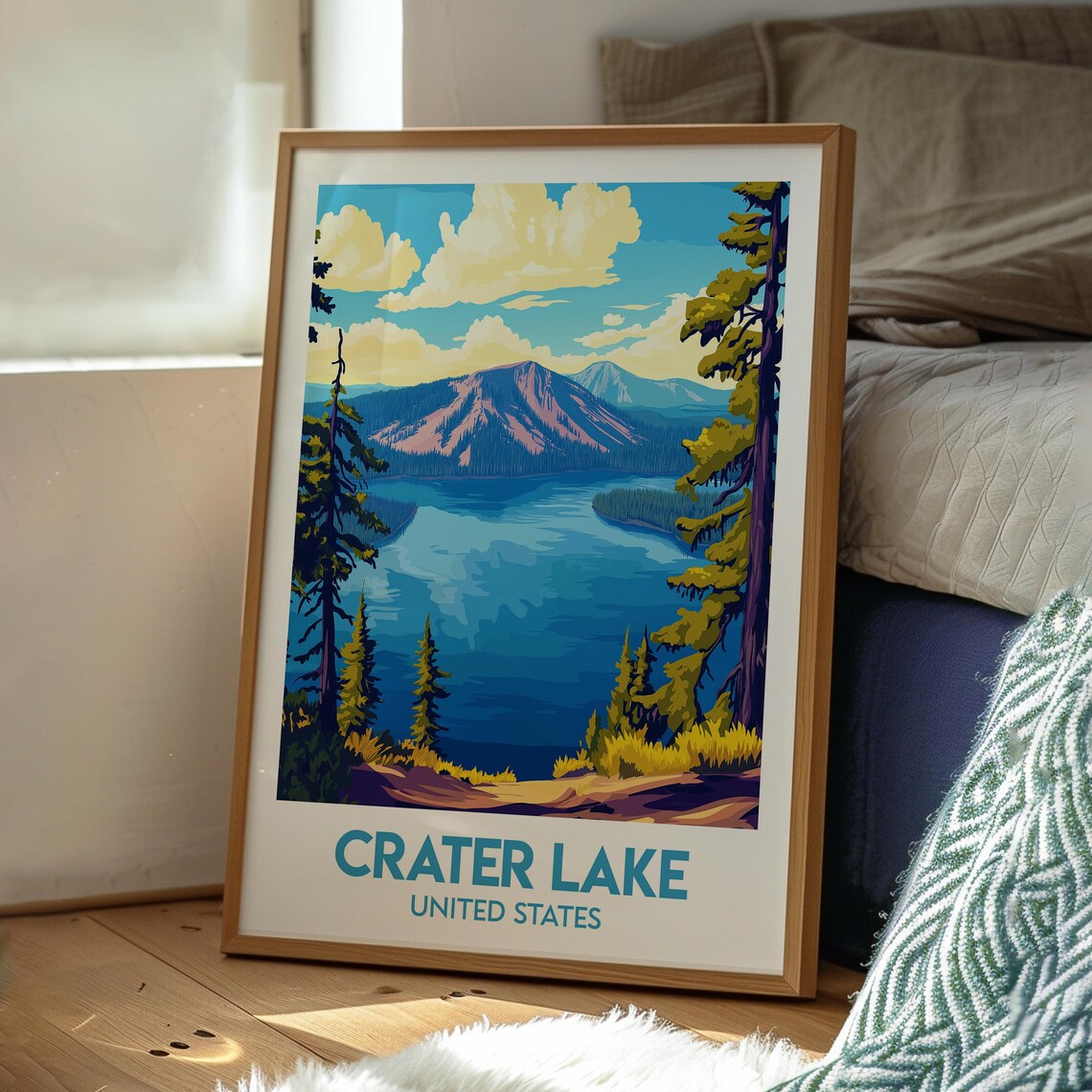 Crater Lake United States Blue Caldera Lake Vintage Travel Poster - Image 3