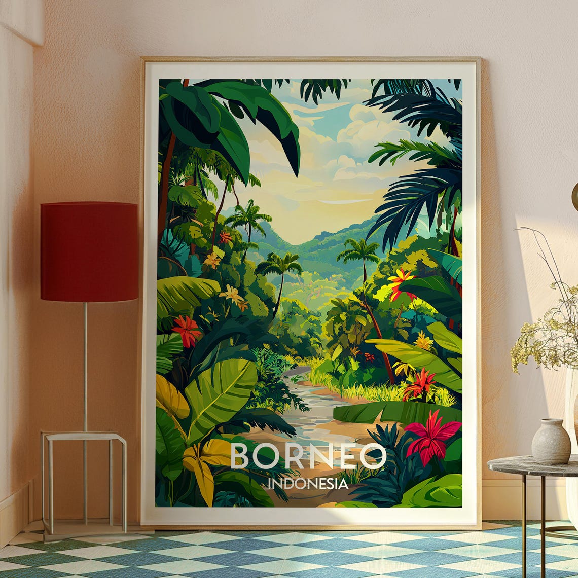 Borneo Indonesia Lush Tropical Rainforest Jungle Travel Poster - Image 2