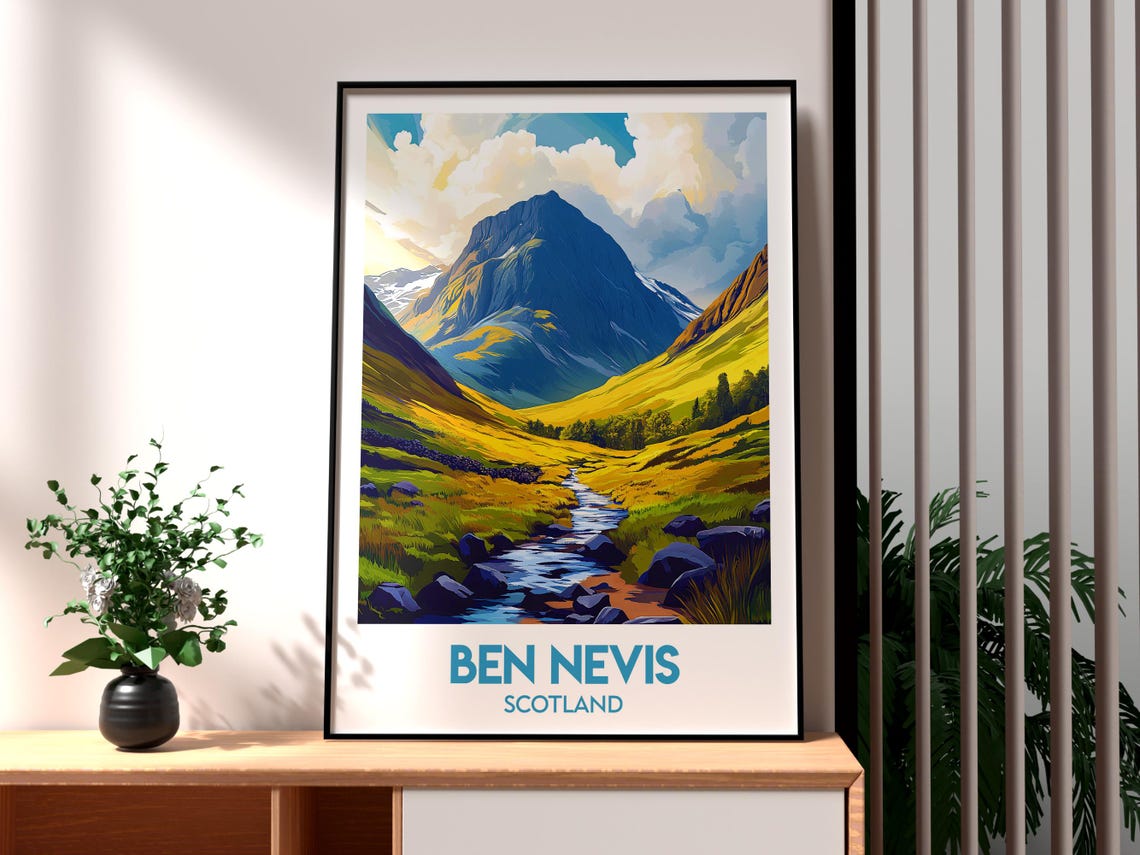 Ben Nevis Print Mountain Wall Art Scotland Poster Uk Hiking Gift For Traveller Outdoors Scottish - Image 3