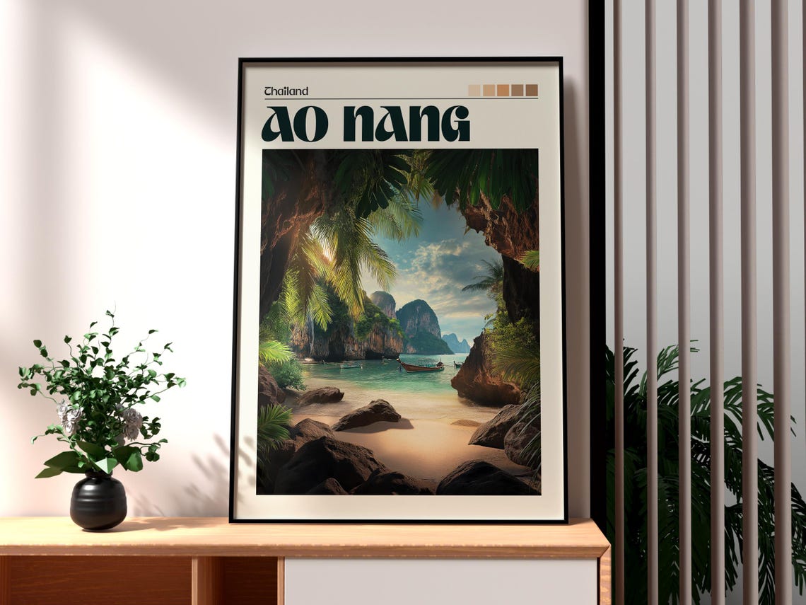 Ao Nang Travel Print Thailand Wall Art Krabi Se Asia Backpacking Gift For Traveller