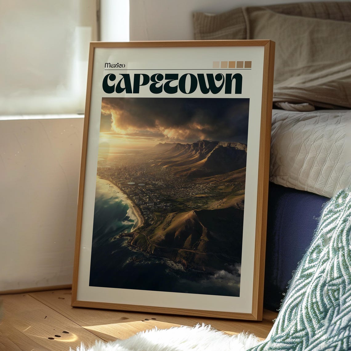 Cape Town South Africa Table Mountain Coast Sunset Travel Poster - Image 3
