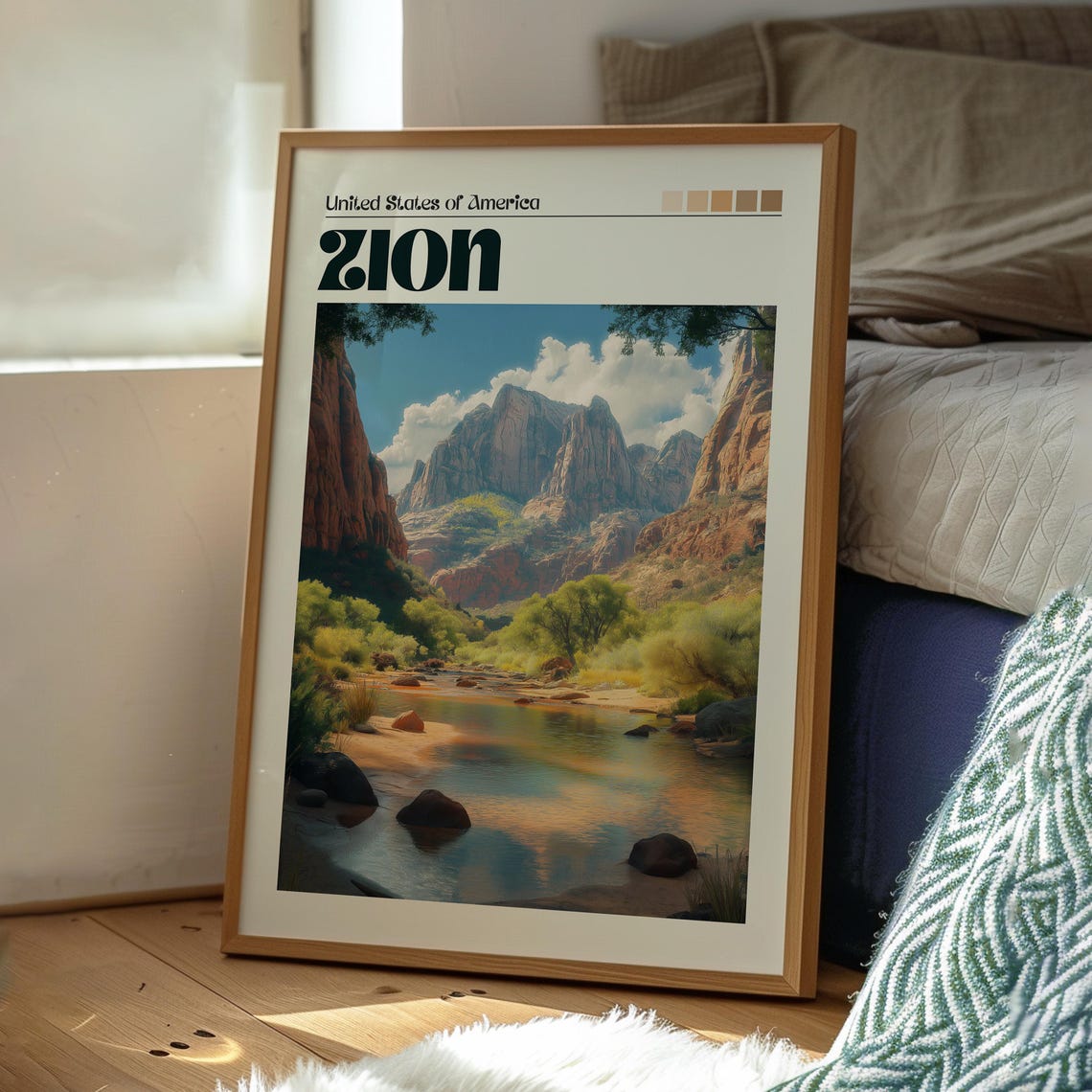 Zion National Park Utah Red Rock Canyon River Photographic Poster - Image 3