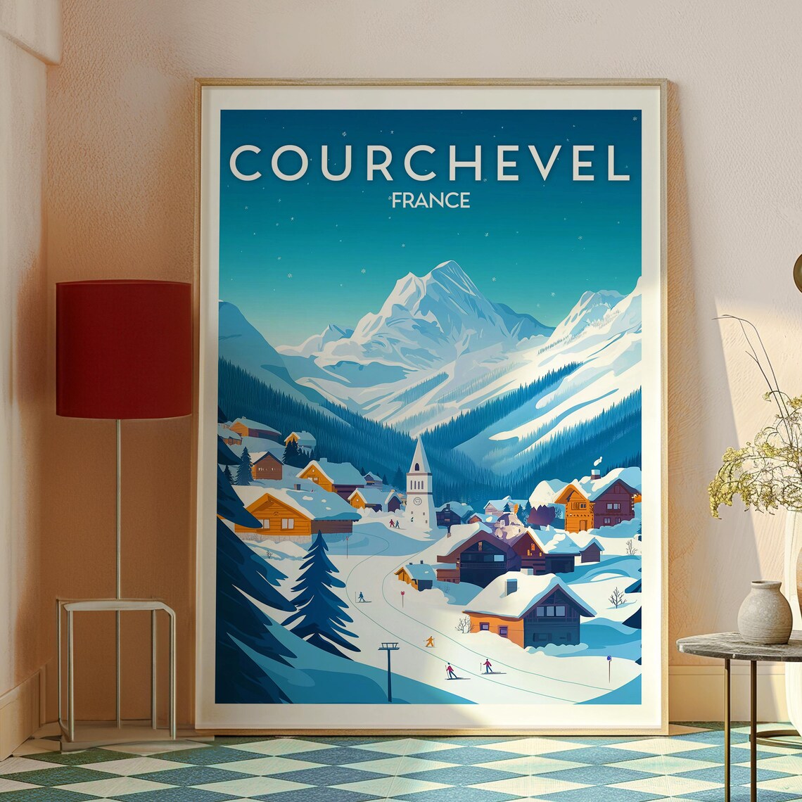 Courchevel France Snowy Ski Village Alpine Chalets Mountain Travel Poster - Image 2