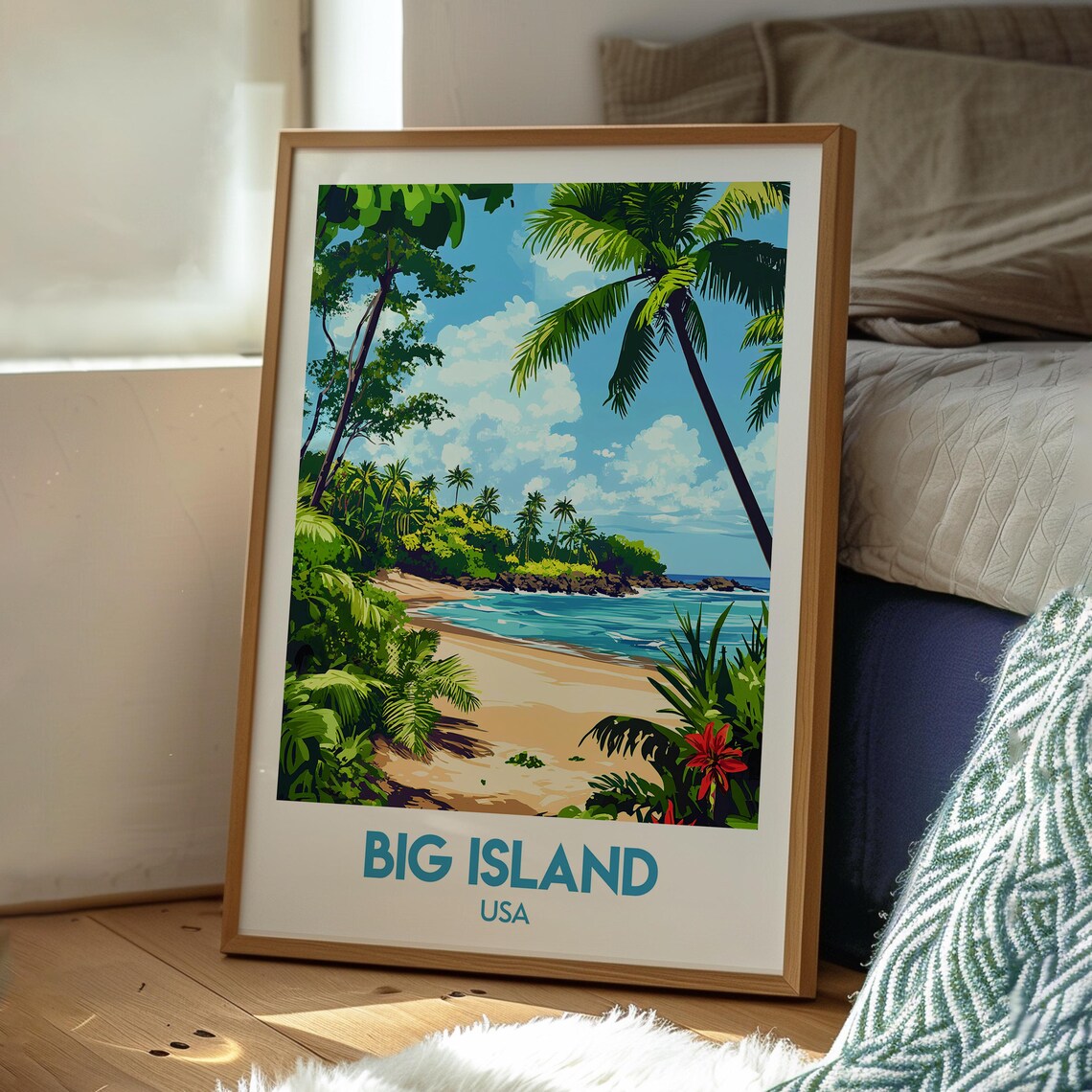 Big Island Hawaii USA Palm Beach Tropical Island Travel Poster - Image 3