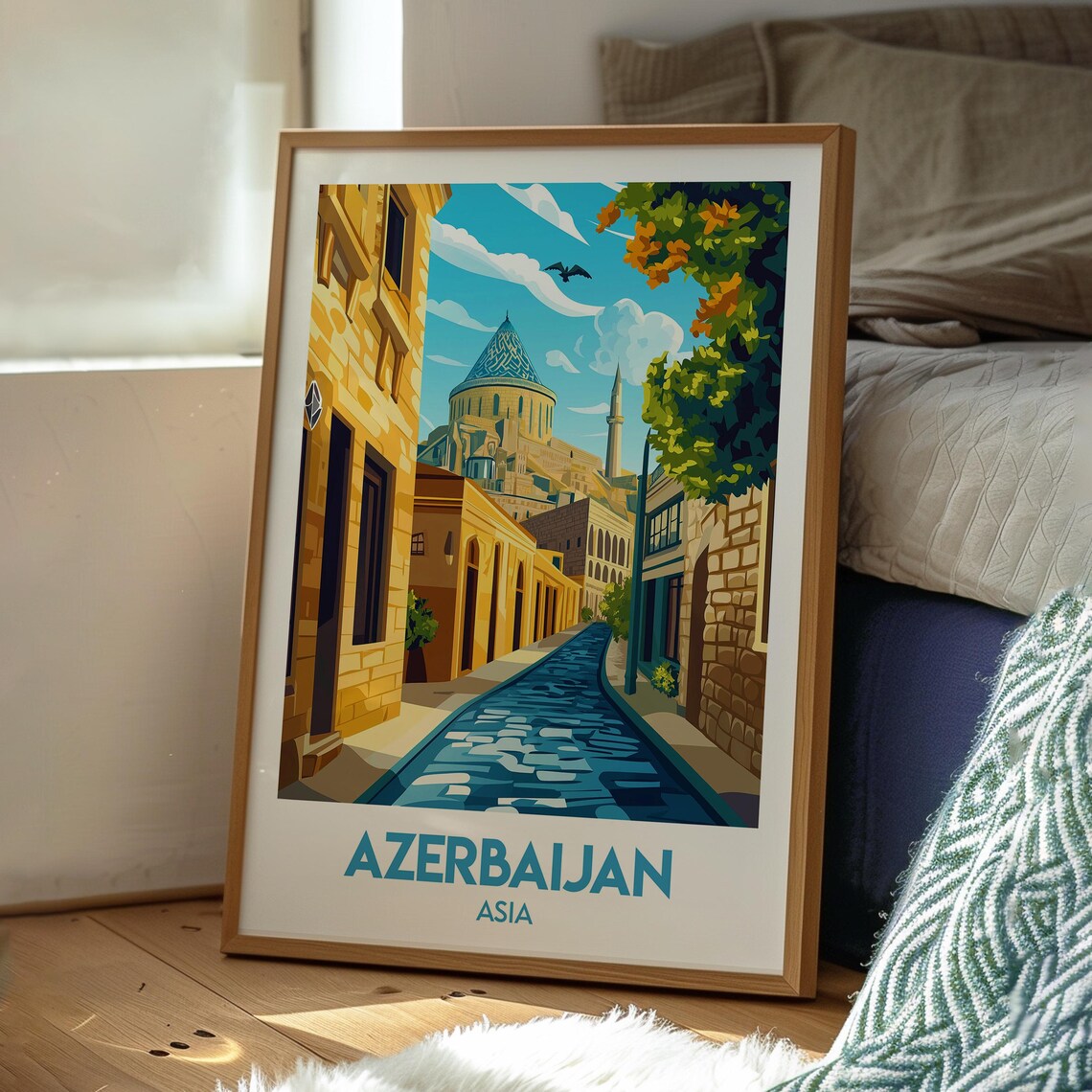 Azerbaijan Travel Poster, Europe West Asia - Image 3