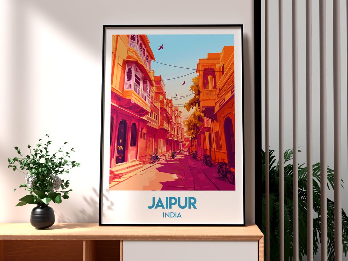Jaipur India Pink City Old Street Architecture Sunset Poster