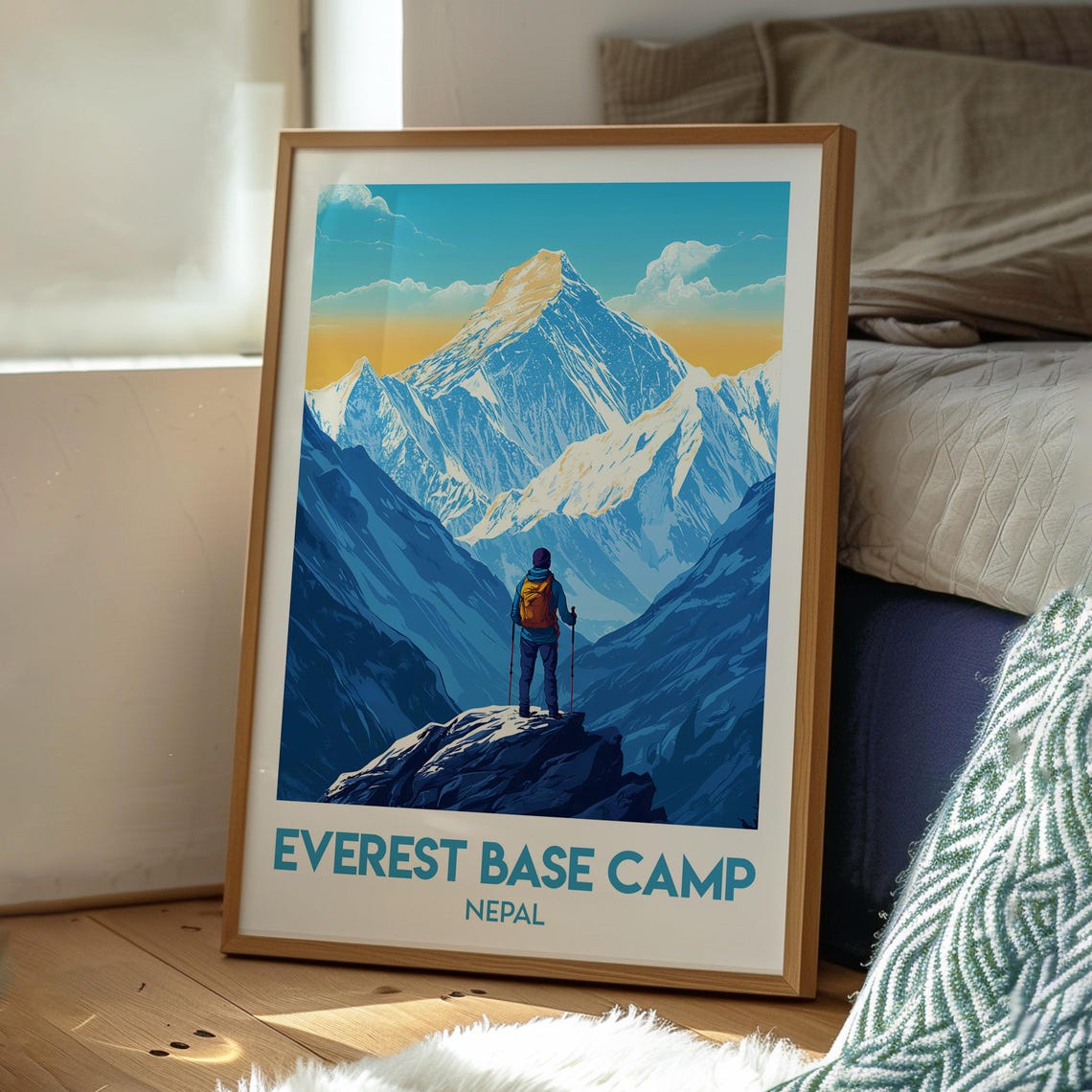 Everest Base Camp Nepal Hiker Mountain Summit Trekking View Poster - Image 3