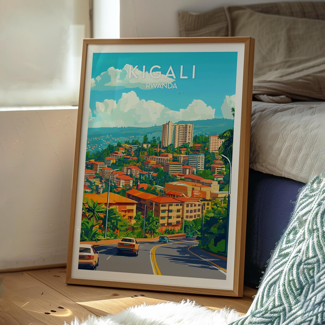 Kigali Rwanda Hilly City Street Buildings Green Hills Poster - Image 3