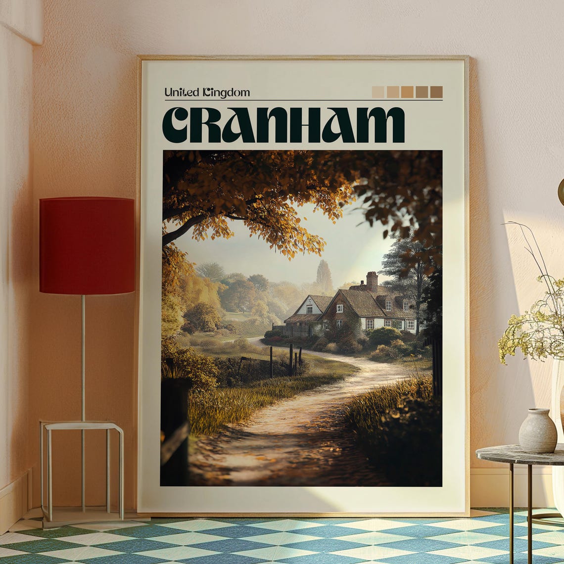 Cranham England Autumn Cottage Countryside Lane Travel Poster - Image 2