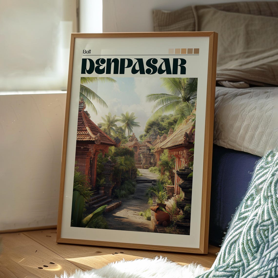 Denpasar Travel Print Bali Wall Art Beach Poster Indonesia Backpacking Gift For Traveller - Image 3