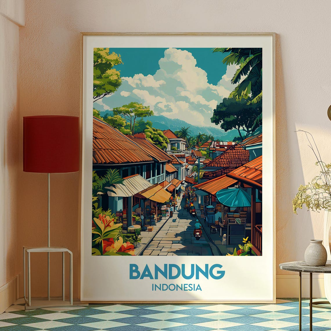 Bandung Indonesia Old Town Market Street Java Tropical City Travel Poster - Image 2