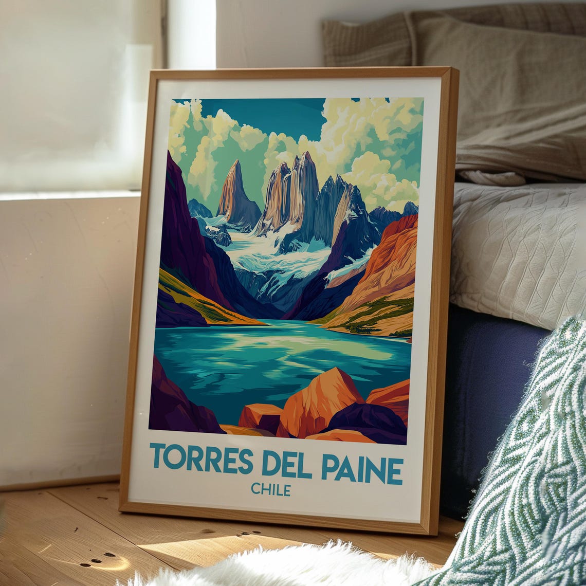 Torres Del Paine Chile Patagonia Mountain Peaks Lake View Poster - Image 3