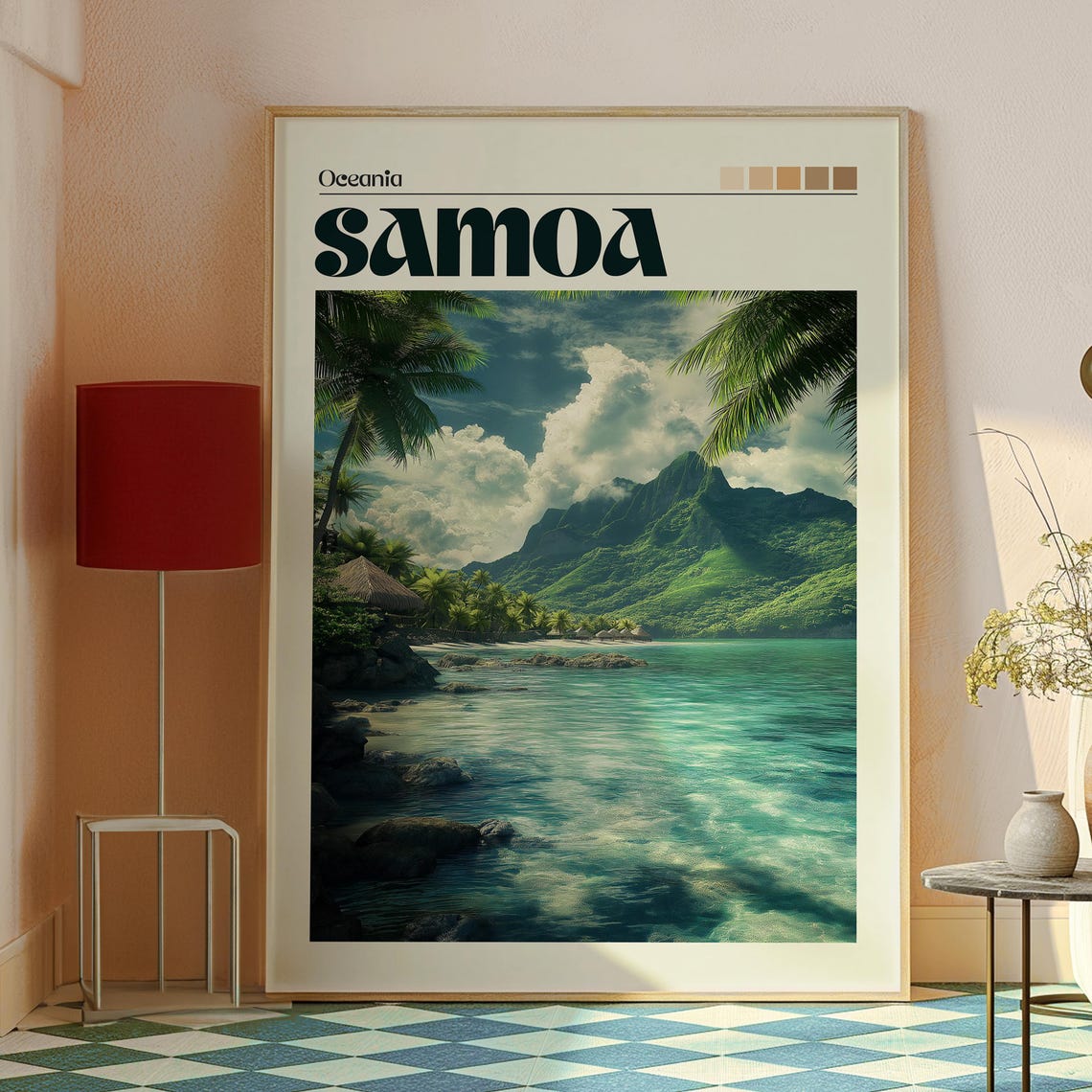 Samoa Oceania Tropical Island Beach Palms Vintage Travel Poster - Image 2