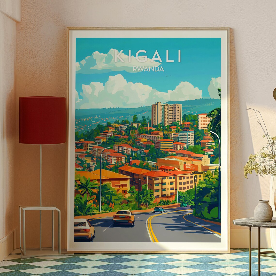 Kigali Rwanda Hilly City Street Buildings Green Hills Poster - Image 2