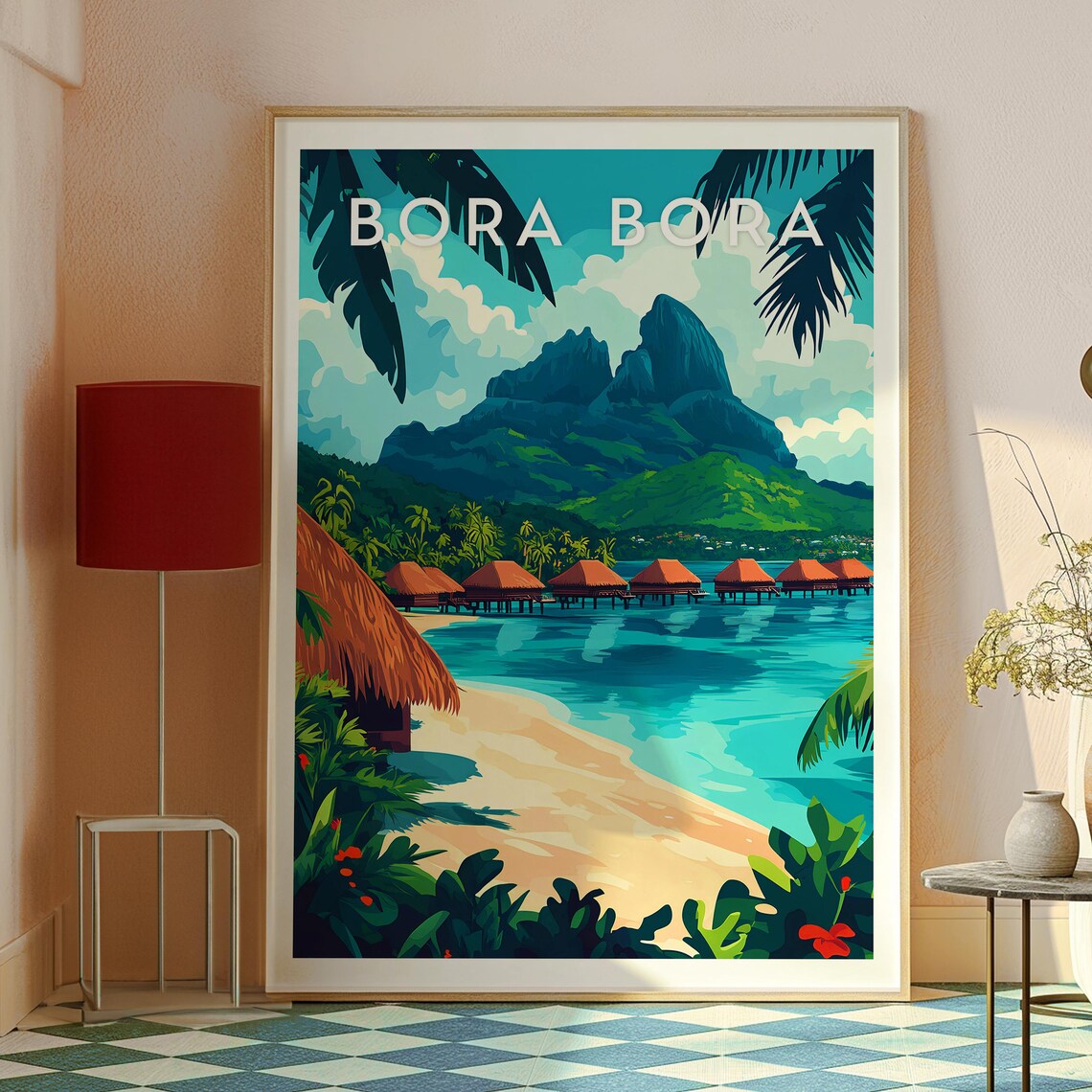 Bora Bora French Polynesia Lagoon and Overwater Villas Travel Poster - Image 2