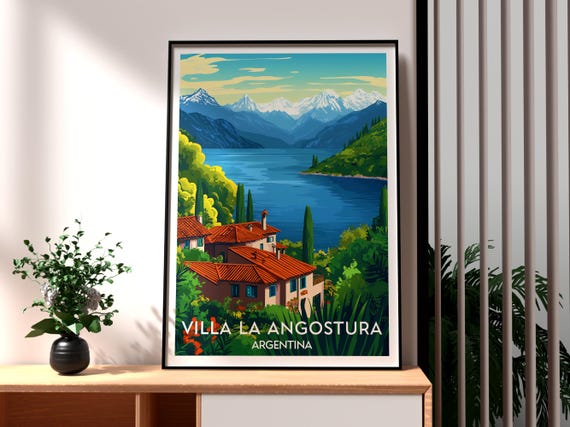 Villa La Angostura Travel Print Argentina Wall Art South America Poster