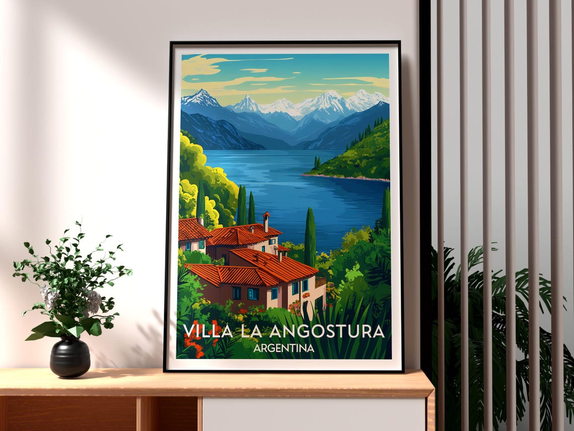Villa La Angostura Travel Print Argentina Wall Art South America Poster