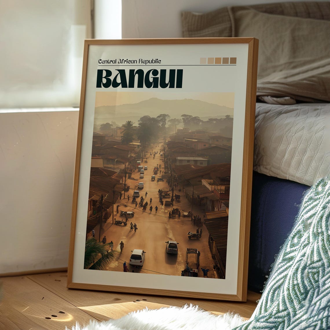 Bangui Central African Republic Bustling Street Sunset Scene Poster - Image 3