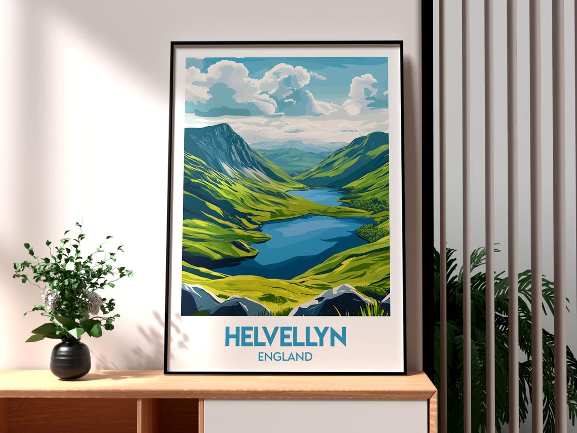 Helvellyn Print The Lake District Wall Art Uk Countryside Poster Travel Hiking Walking