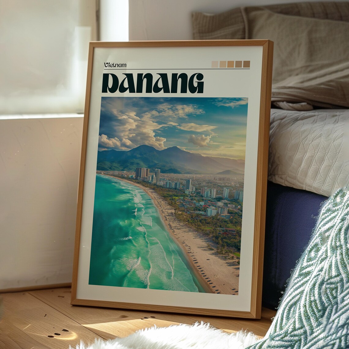 Da Nang Vietnam Beach City Aerial Turquoise Coast Travel Poster - Image 3