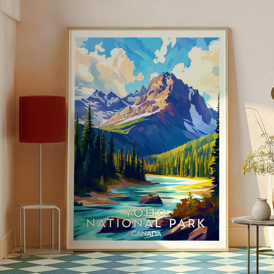 Yoho National Park Canada Turquoise River Jagged Peaks Forest Poster - Image 2