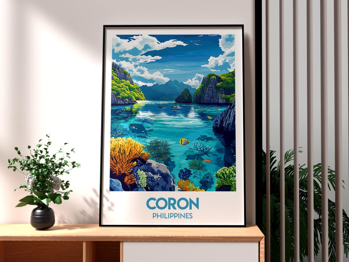 Coron Philippines Turquoise Lagoon Coral Reef Dive Tropical Sea Poster