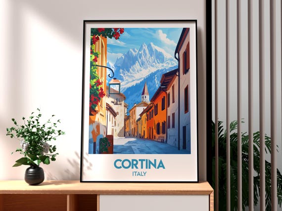 Cortina Dampezzo Print Italy Wall Art Poster Travel Europe Skiing Dolomites