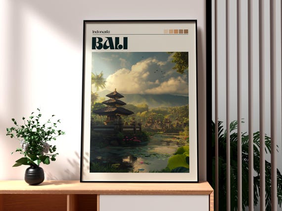 Bali Travel Print Wall Art Rice Fields Poster Backpacking Gift For Traveller Indonesia