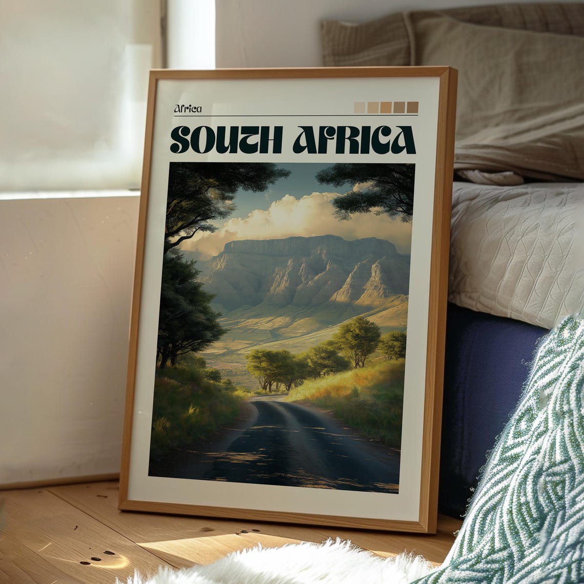 South Africa Mountain Road Safari Landscape Golden Light Travel Poster - Image 3
