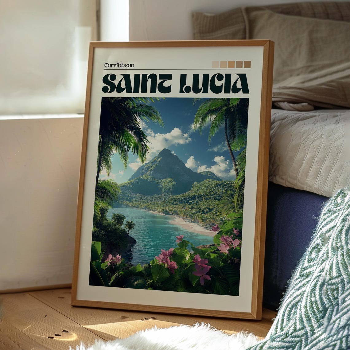 Saint Lucia Print Caribbean Wall Art Travel Poster Beach St - Image 3