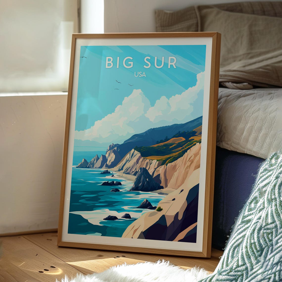 Big Sur USA Dramatic Cliffs Rugged Pacific Coast Travel Poster - Image 3