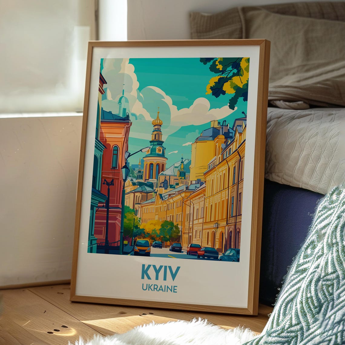 Kyiv Ukraine Historic Street Golden Dome Church Scene Poster - Image 3