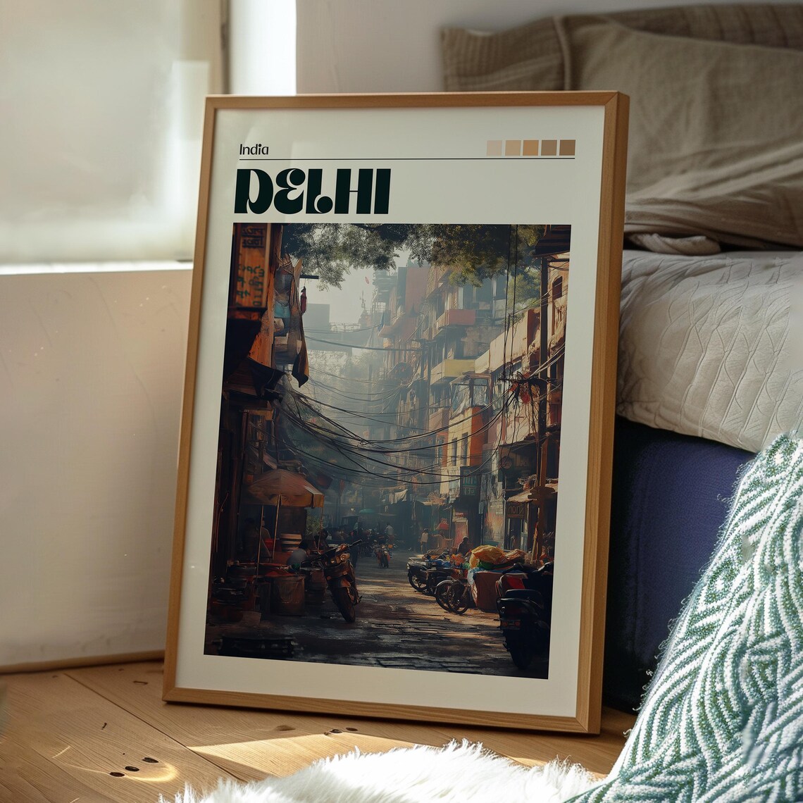 Delhi India Old City Alley Market Street Morning Light Travel Poster - Image 3