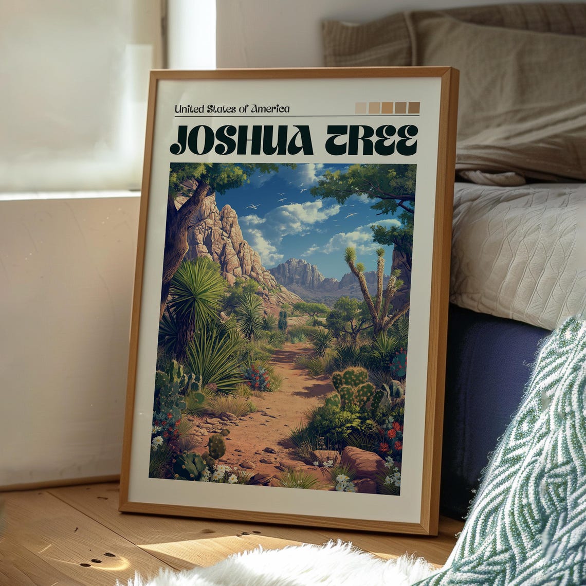 Joshua Tree California Desert Trail Rock Cactus Bloom Travel Poster - Image 3