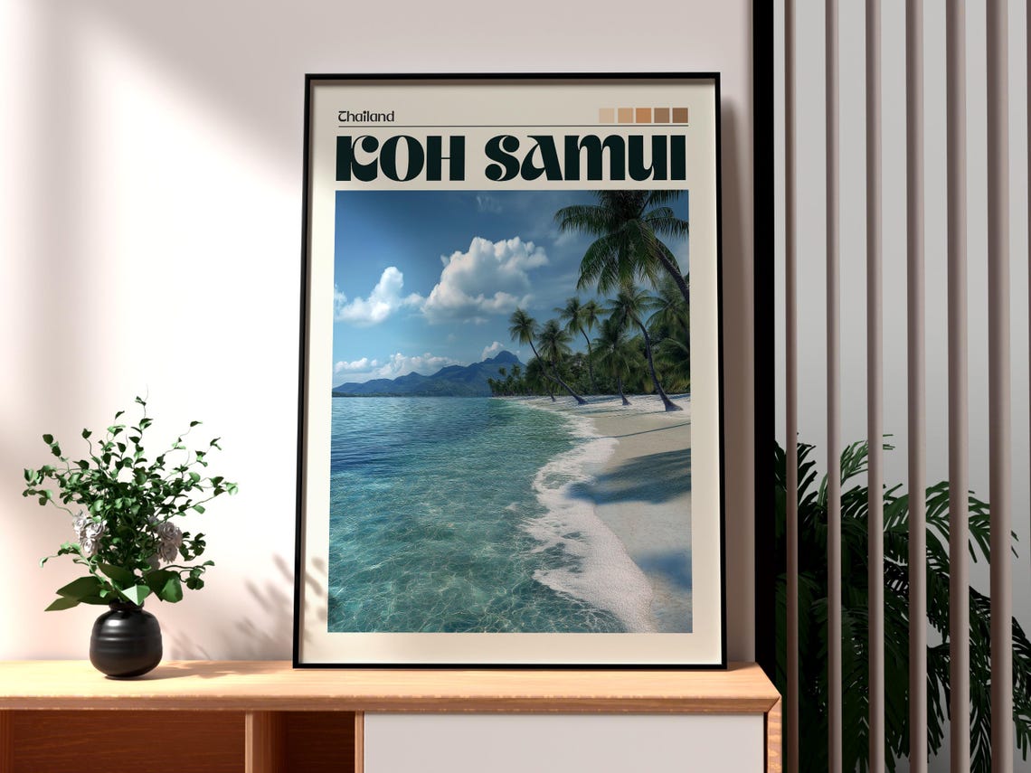 Koh Samui Thailand Island Palm Beach Photo Style Travel Art Poster