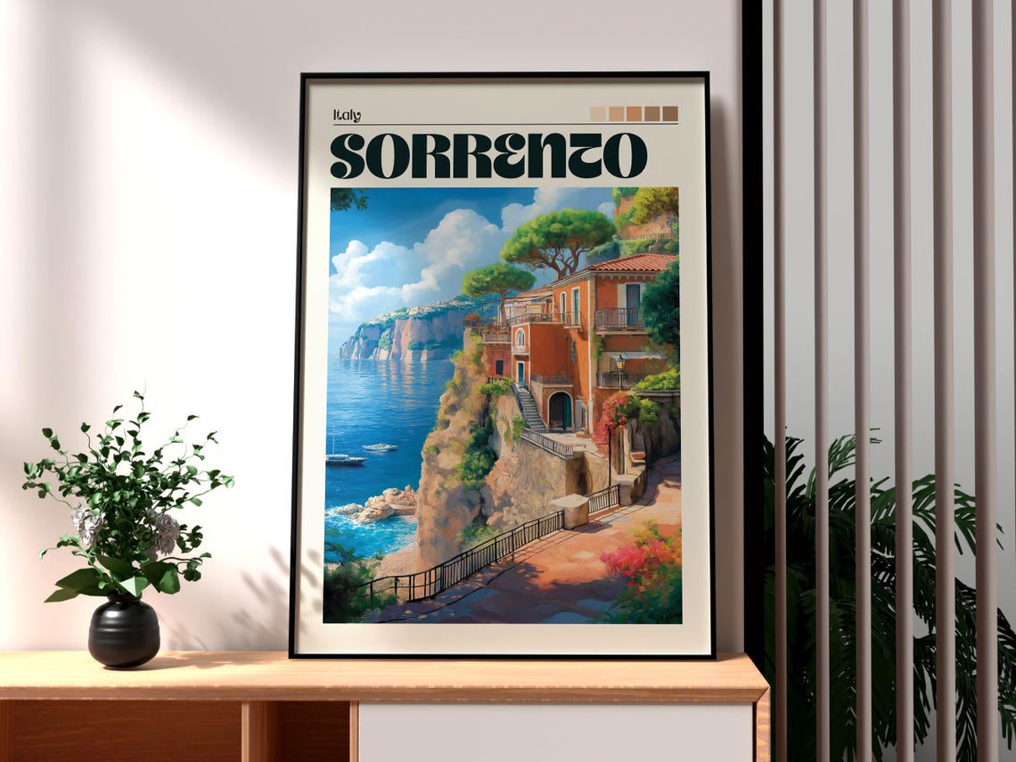 Sorrento Italy Cliffside Town Amalfi Coast Sea View Terrace Poster
