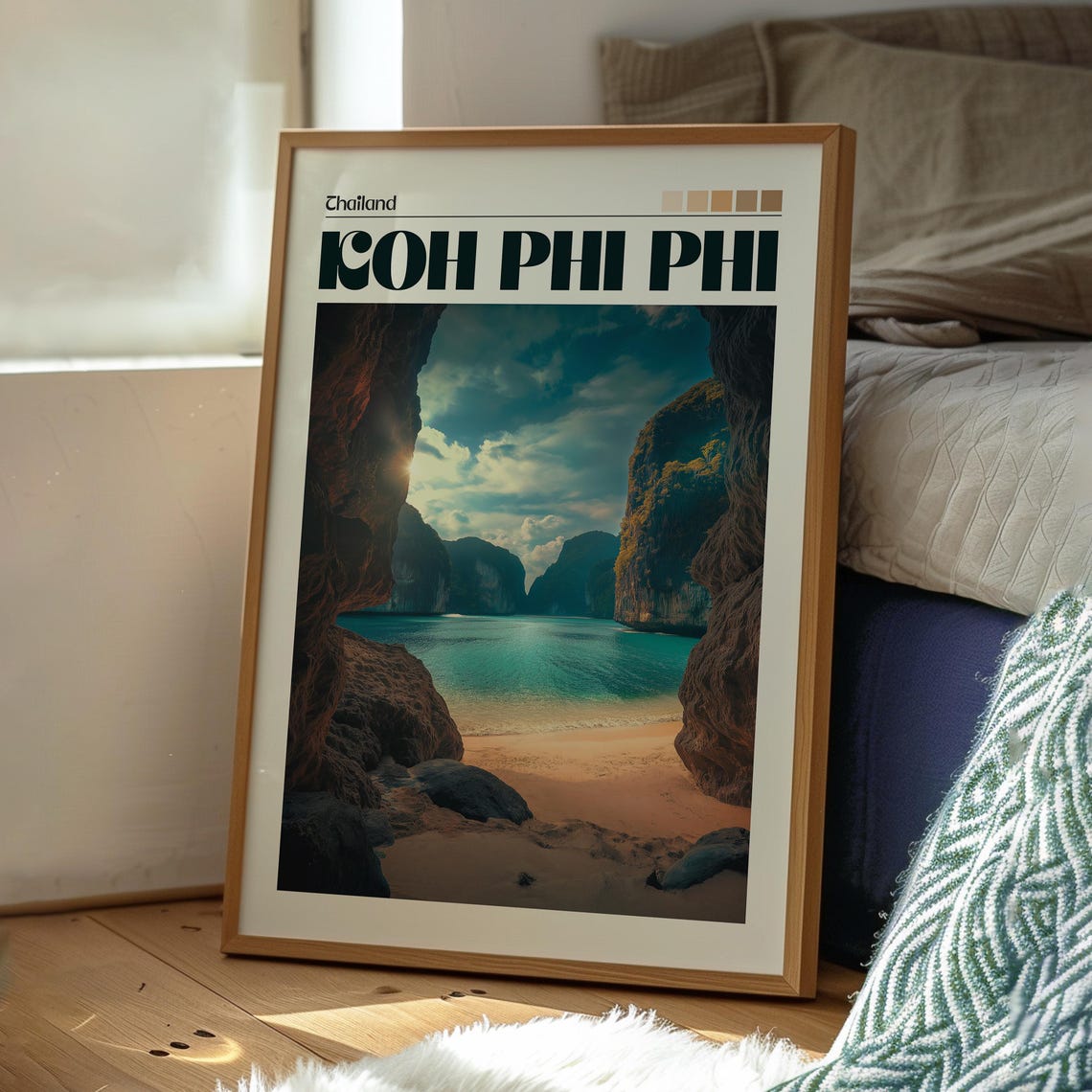 Koh Phi Phi Thailand Maya Bay Lagoon Limestone Cliff Art Poster - Image 3